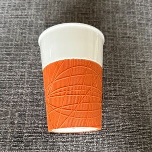 Rare 2013 Starbucks Coffee Mug Ceramic travel mug with orange silicone wrap